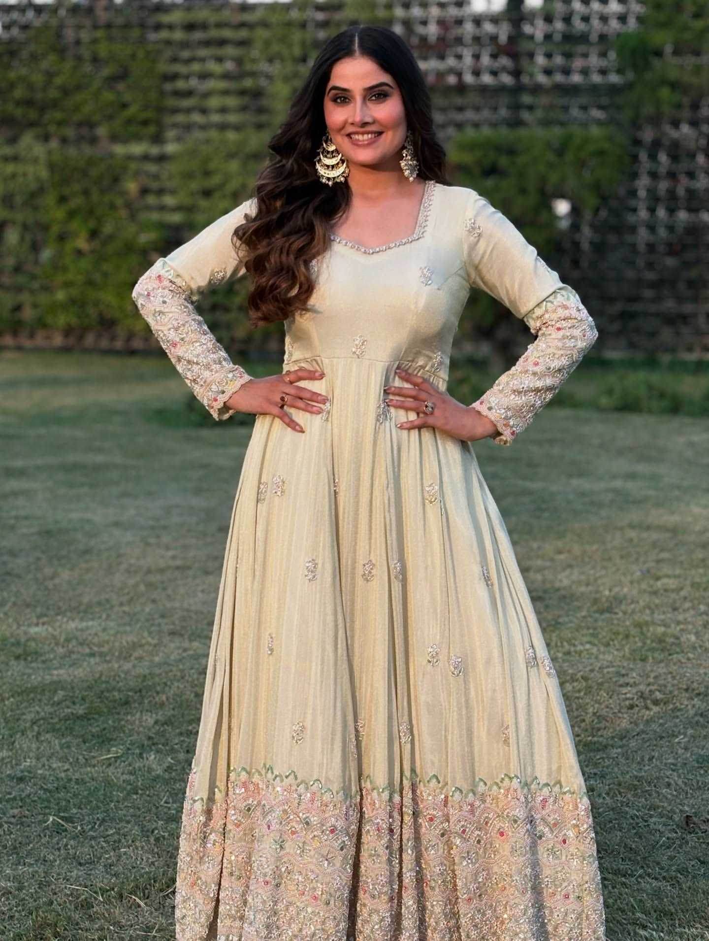 Faux Georgette Embroidery Sequin Gown - MYLUXURY LANE ENTERPRISE